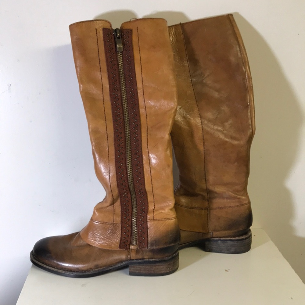 Genuine leather zipper up calf boots Sz 7B/37